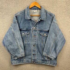 Vintage Denim Jean Jacket Size Large Art Embroidered USA Made